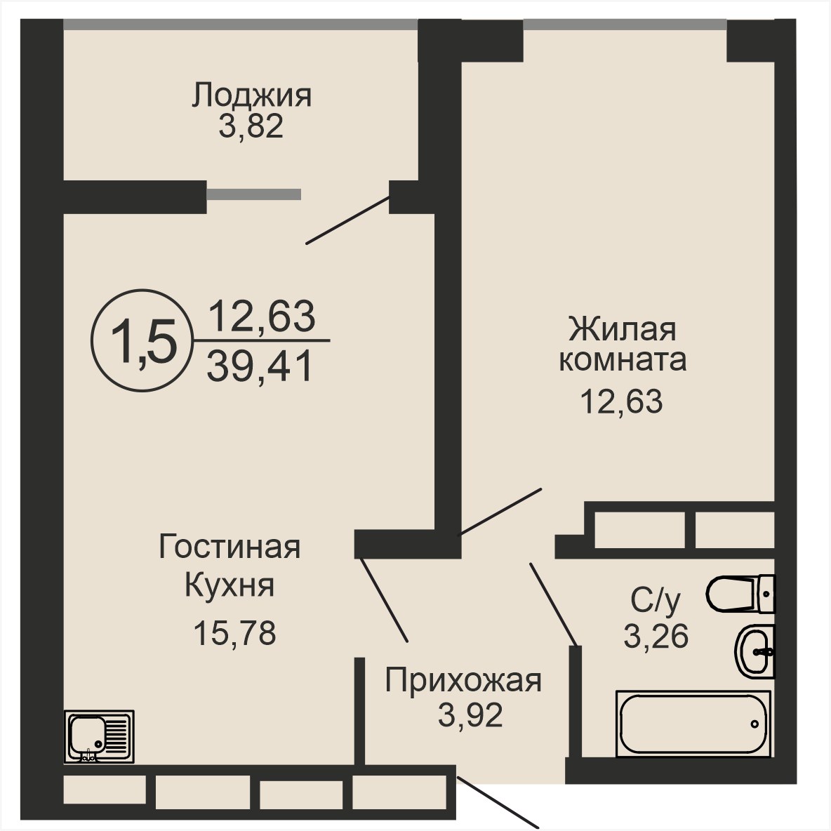 ЖК «Новое Оренбуржье», 1-комнатная квартира, 39,4 м², 11/18 эт., ул Перовского, 7