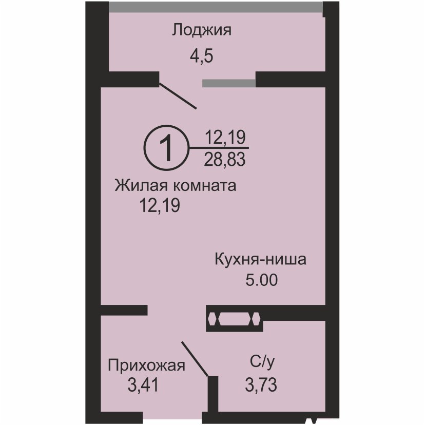 ЖК «Новое Оренбуржье», 1-комнатная квартира, 28,8 м², 8/23 эт., ул Перовского, 8