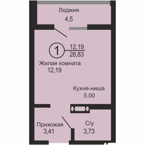 ЖК «Новое Оренбуржье», 1-комнатная квартира, 28,8 м², 8/23 эт., ул Перовского, 8