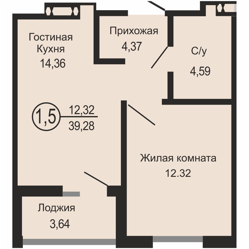 ЖК «Новое Оренбуржье», 1-комнатная квартира, 38,5 м², 1/23 эт., ул Перовского, 8