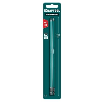 Биты PH2/200мм хвостовик E1/4", 2шт, KRAFTOOL 26122-2-200-2