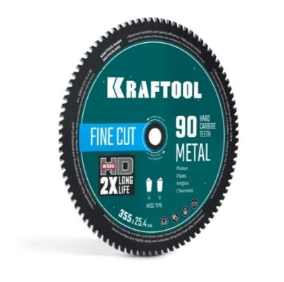 Диск пильный по металлу и стали 355х25.4мм, 90Т, KRAFTOOL 36954-355-25.4-90