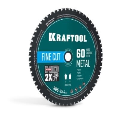 Диск пильный по металлу и стали 305х25.4мм, 60Т, KRAFTOOL 36954-305-25.4-60
