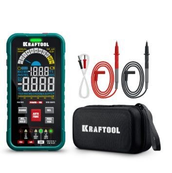 Смарт-мультиметр цифровой KMS-15, 100МОм, 1000В, 10А, 1000гр, 10МГц, KRAFTOOL 59870