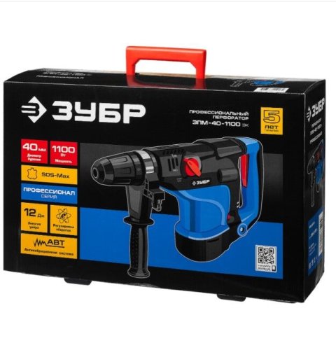 Перфоратор SDS-Max 12Дж, 1100Вт, кейс, ЗУБР ЗПМ-40-1100 ЭК