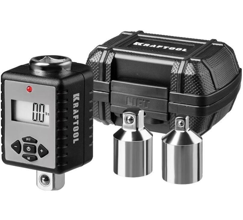Динамометрический адаптер 1/2" 40-200Нм "DIGITAL-A" с переходниками, KRAFTOOL 64044-200