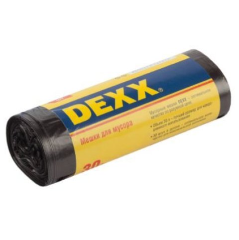 Мешки 30л 6мкм для мусора черные 30шт, DEXX 39150-30