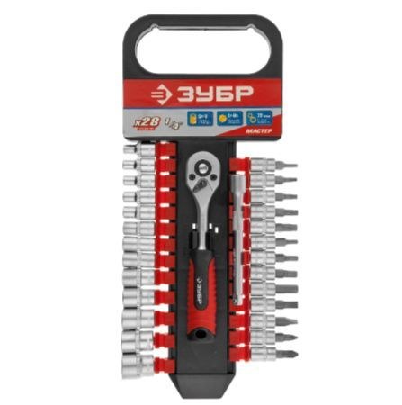 Торцовые головки 4-14мм, 1/4", биты TORX, HEX, SL, PH, ЗУБР 27645-H28
