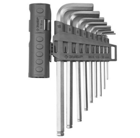 Ключи имбусовые длинные с шариком HEX 1,5-10мм, 9 предм, ЗУБР 2745-31-2_z01