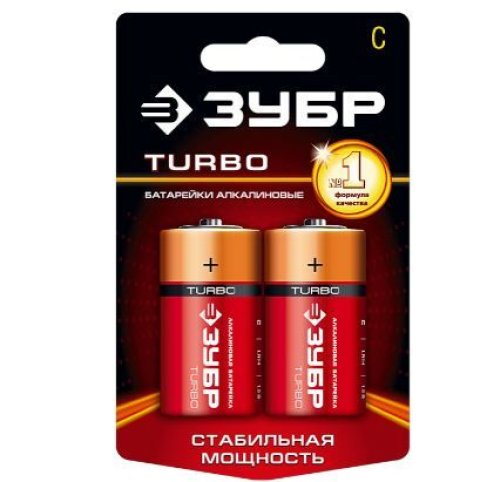 Батарейка тип C 2шт 1,5В алкалиновая, ЗУБР 59215-2C