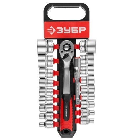 Торцовые головки 8-32мм, 1/2" пластик рельс + трещотка, ЗУБР 27647-H20_z01