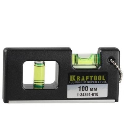 Уровень 100мм с магнитом, 2 ампулы, погрешность 0,35мм/м, KRAFTOOL 1-34861-010