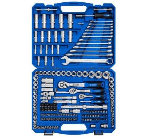 Торцовые головки 4-22мм 1/4" 1.2" 3.8", биты HEX TORX, ключи комбинированные 8-24мм 216 предм., ЗУБР