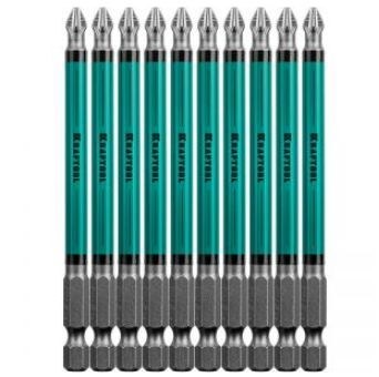 Биты PH2/100мм хвостовик E1/4", 10шт, KRAFTOOL 26122-2-100-10