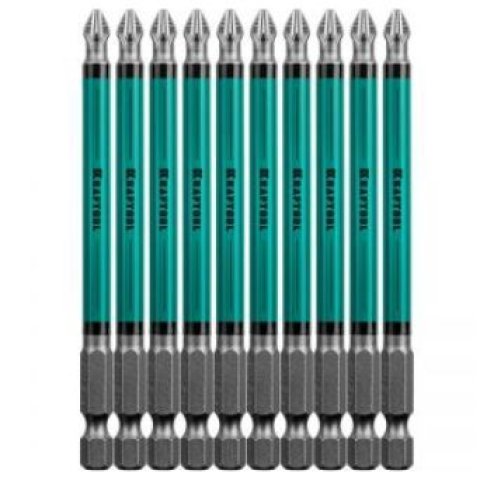 Биты PH2/100мм хвостовик E1/4", 10шт, KRAFTOOL 26122-2-100-10