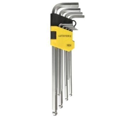 Ключи имбусовые длинные HEX 1,5-10мм, 9 предметов, STAYER 2741-H9