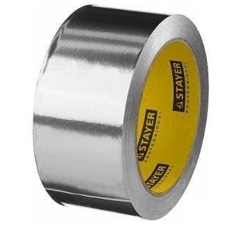 Алюминиевая лента 50ммх25м до 120грС клейкая 50мкм, STAYER 12268-50-25