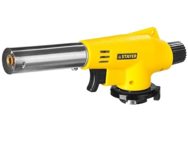 Газовая горелка на баллон с пьезоподжигом 1300грС, 1,1кВт, STAYER 55584