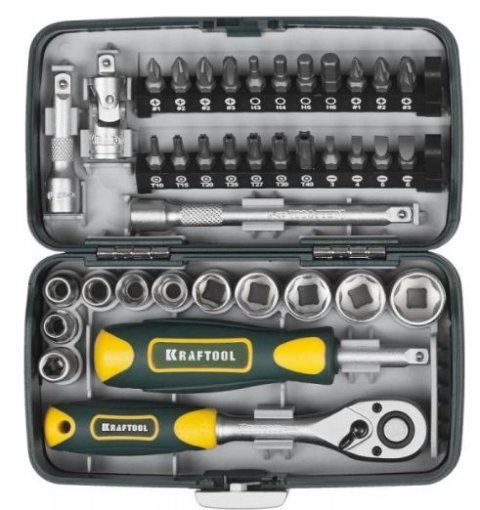 Набор бит и торцовых головок 1/4", 38 предметов, KRAFTOOL 27970-H38